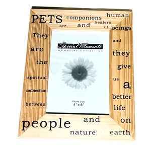 Special Moments Pets Photo Frame Engraved Natural Wood Fits a 4x6 Vertical Pic